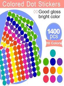 1400pcs/Set Colorful Dot Stickers, Smooth Surface, Easy To Tear, High Stickiness, Handwritable, For File Folders, Calendars, Drawing, Artwork, Photo Labeling. (Random Color For Stickers And Components) - Multicolor - View 4