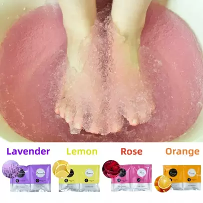 2包/套果冻足浴盐/沐浴盐 - 去角质足浴 - 排毒果冻足浴 - 滋润柔嫩双足，香味包括薰衣草、玫瑰、柠檬、橙子，随机包装，母亲节礼物，送给妈妈的礼物，浴室装饰，秋季装饰，浴室配件，返校季