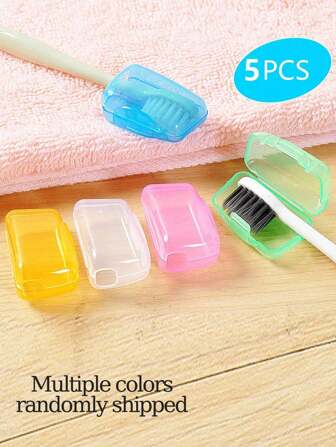 5pcs/10pcs Portable Toothbrush Case. School Supplies Student Toothbrush Head Cover. Travel Toothbrush Cap. Travel Toothbrush Protector. Bathroom Travel Essentials Holiday Travel Accessories