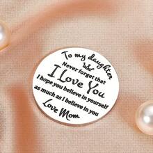 1pc To My Daughter Pocket Hug Token For Keychain Inspirational Gifts For Kids Teen Girl Graduation Birthday Back To School Gift - Silver - View 4