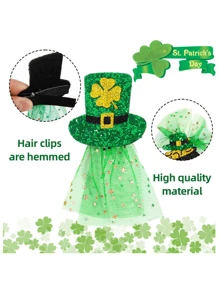 1個聖派翠克節綠色網狀髮夾/假日派對女孩化妝照道具/女友、兒童、生日禮物 - 三葉草 - 查看 4
