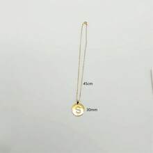 1pc European And American Style Long Hollow Out Great Wall Pattern Circular Pendant Letter Detail Necklace - Yellow Gold - View 4