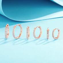 VOLUKA 18K Rose Gold Plated Huggic CZ Hoop Earring 316L Stainless Steel Created Diamond Stud Ear Piercing Cartilage Helix Hypoallergenic Jewelry For Men Women