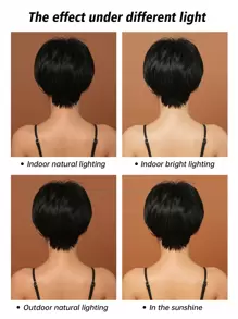 10英寸短直发假发，合成纤维材质，耐热，适合女性，清新自然，日常佩戴百搭。