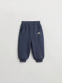 MARC&JANIE 2pcs/Set Young Boys Casual Cartoon Bear Pattern Hoodie And Pants Sports Suit, Spring - Navy Blue - View 8