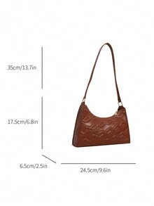 New Arrival Women's Solid Color Pu Leather Shoulder Bag With Chain Pattern And Zipper Decoration, Simple And Stylish, Perfect For Casual Occasions, Crossbody And Clutch Bag Available - Brown - View 11