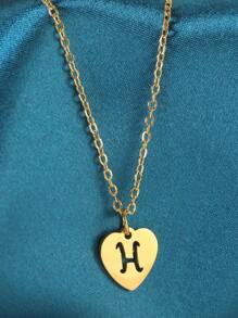 1pc Simple Stainless Steel 26 English Alphabet Pendant Necklace, Ideal Gift For Friends - Yellow Gold - View 20