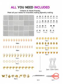 7200顆聚合物黏土珠子手鍊製作套件和1095顆字母珠子手工珠寶製作套件,適用於製作復古風格的珠串友誼手鐲、項鍊,包括吊墜、彈性繩、貝殼等。diy製作工具和材料,適合節日生日禮物 - A款 - 查看 3