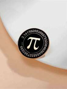 1pc Simple Math Symbol & Chemical Formula Pattern Baked Paint Zinc Alloy Brooch, Gift For Students - Black - View 2