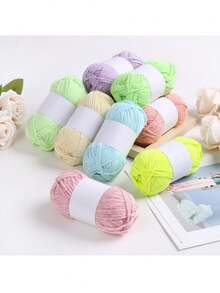 1pc Glow In The Dark Yarn, Luminous Yarn, Soft And Perfect For DIY Knitting And Crocheting, Knitting Supplies - Taro Purple - View 6