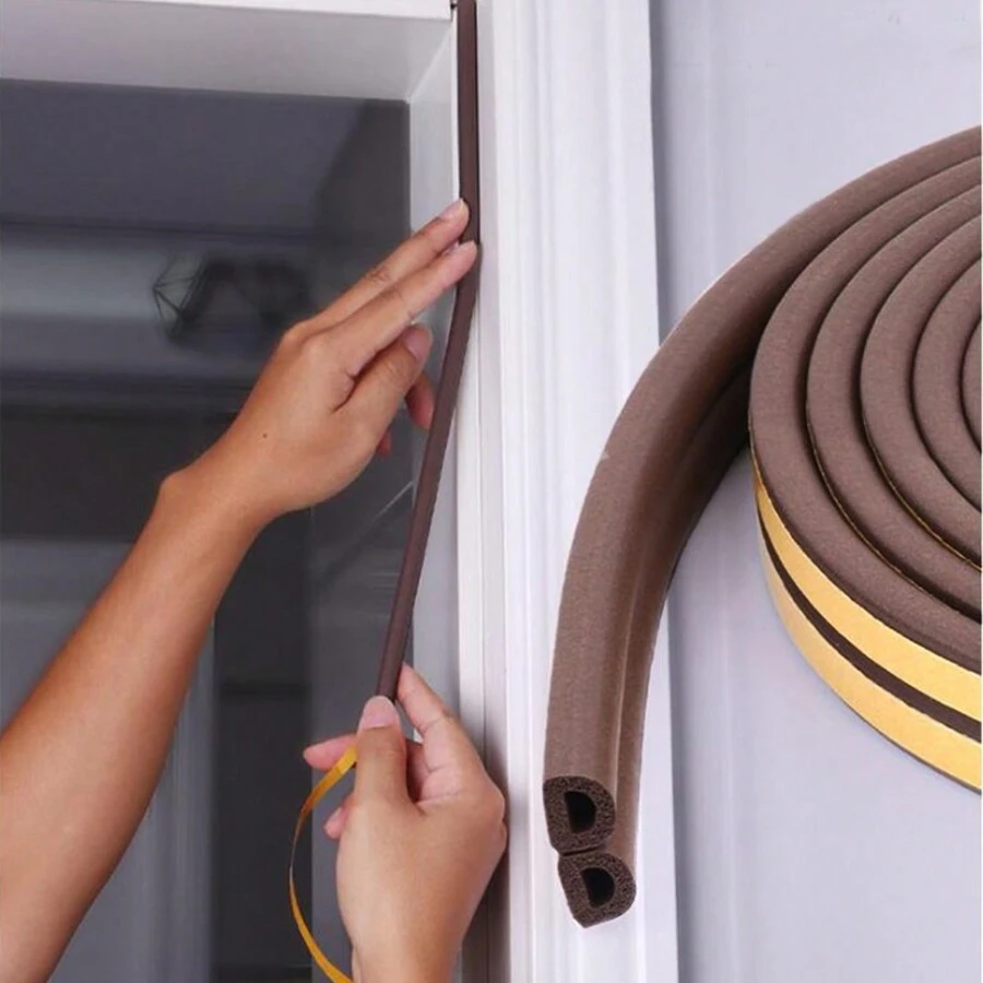 5米/卷 双d型9*6門窗防風抗噪隔音防水丙烯橡膠密封條,適用於門底部位 - 棕色 - 查看 1