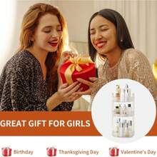 Makeup Organizer Box, Cosmetic Display Stand For Vanity, Lipstick And Skin Care Storage, Rotating Tabletop Perfume Rack, 360° Rotation,For Holiday Beach, Bathroom Collection, Bedroom Collection, Large Capacity