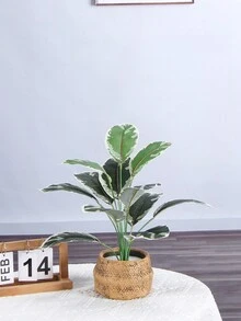 1 束人造植物葉子,長約 15.74 英寸,12 片葉子；仿熱帶大葉子,非常適合室內或室外裝飾、熱帶婚禮插花、家居裝飾和房間裝飾 - 彩色 - 查看 1