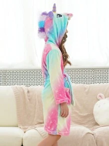 Tween Girl Colorful Starry Unicorn Bathrobe & Homewear