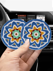 2 件裝鑽石彩繪汽車杯墊,diy 曼陀羅汽車杯墊鑽石彩繪套件,2.72 英寸防滑汽車杯架,適用於汽車內飾裝飾,節日和生日送給家人或朋友的理想禮物 - 彩色 - 查看 4