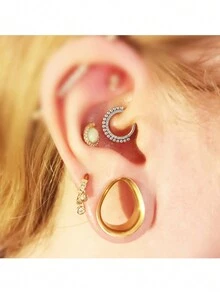 Titanium Nose Ring, Rhinestone Studded Circular Nose Loop With Welding Bead On The Side, Implantable G23 Titanium Alloy Cartilage Diaphragm Ear Hook, Body Piercing Jewelry With Stainless Steel Studded Spiral Shell, Width 8/10/12mm - Silver - View 3