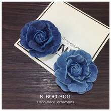 1入女士深藍色牛仔藍花朵髮夾配件胸針,適用於毛衣、套裝、外套 - 深藍色 - 查看 1