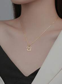 1pc Cute And Creative Luxury Diamonds-Stud Pegasus Story Necklace For Women - Yellow Gold - View 2