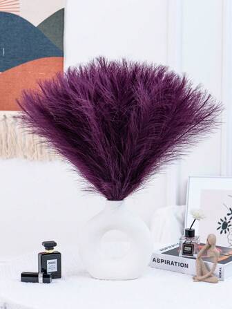 5 件/10 件优雅的 16.9 英寸长人造蒲苇 - 柔软快速的涤纶面料制成，塑料人造植物，可弯曲恢复形状，春季装饰，情人节，现代简约北欧风格，波西米亚风格 - 适用于家庭装饰、花瓶、婚礼、派对、客厅、餐厅、卧室、展览、酒店、画廊、DIY 墙壁、办公桌填充物。生日毕业礼物