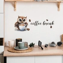 1入組色彩繽紛的咖啡猫頭鷹壁貼 - 彩色 - 查看 5