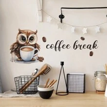 1入組色彩繽紛的咖啡猫頭鷹壁貼 - 彩色 - 查看 1