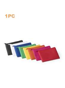 1個迷你極簡時尚簡約包,實色口袋式拉鍊鑰匙卡袋,耳機收納袋,日常休閒包 - 綠色 - 查看 1