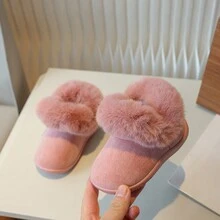 1對女童加絨柔軟底冬靴,溫暖且可愛,適用於冬季 - 粉色 - 查看 2