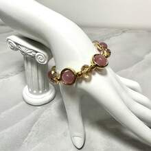 1入時尚石英貓眼珠串珠手鍊,適合女性日常佩戴 - 粉色 - 查看 1