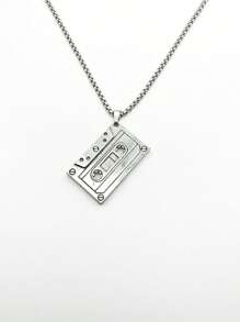 1入組街舞搖滾金屬風格的鈦鋼項鍊,附帶鋅合金錨形吊墜、卡式錄音帶吊墜、太極吊墜、足球鞋吊墜、龍形吊墜,男女皆宜 - 磁帶 - 查看 1