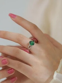 Nooxian 1枚聖派翠克節時尚女性橢圓形綠寶石戒指,替代訂婚/結婚戒指 - 彩色 - 查看 1