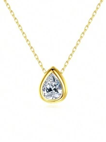 AETOLIA 1 件華麗閃亮水滴氧化鋯吊墜 925 純銀閃閃發光吊墜項鍊婚禮首飾女式女孩生日禮物