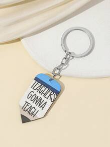 1入組時尚個性化創意教師鑰匙扣,幾何形狀筆形教師木製品牌鑰匙扣袋掛件汽車鑰匙扣配件畢業老師節新年禮物小禮品掛件,日用禮品 - 風格2 - 查看 2