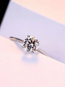 AETOLIA 1枚簡約s925純銀戒指,訂婚女戒,八心八箭精緻婚禮高檔珠寶,情人節禮物 - 銀色 - 查看 3