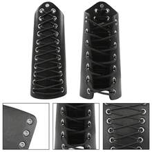 4入組中世紀騎士pu皮革護臂,維京皮革護臂,文藝復興,戲劇角色扮演復古配件 - 黑色 - 查看 3