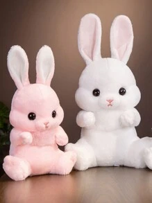 Bobbybear 1只可愛的粉色兔子坐姿毛絨玩具,長耳朵,柔軟的兔子娃娃,創意枕頭,適用於家居裝飾和生日禮物 - 粉色 - 查看 6