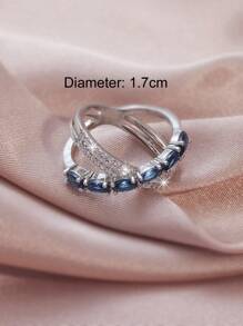 Cubic Zirconia Decor Ring - Silver - View 3
