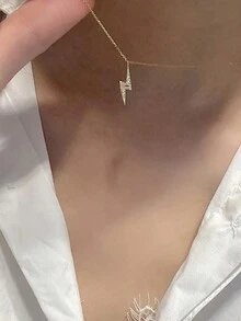 1Pc S925 Sterling Silver Lightning Pendant Necklace For Women Fine Ladies Jewelry Gift - Lightning Pendant Necklace - View 9