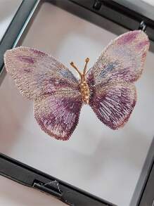 优雅 1 件女士紫色蝴蝶形时尚胸针连衣裙配饰别针用于衣服包包饰物背包适用于学校办公室配饰衬衫夹克珠宝圣诞节万圣节衣服别针有趣可爱教师礼物 - 紫色 - 查看 3