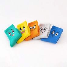 5對/包時尚卡通表情中筒運動襪(兒童專用) - 彩色 - 查看 7