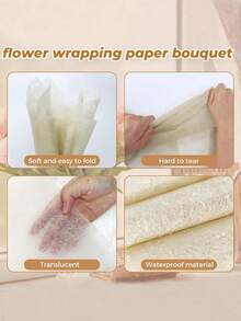 48x48cm鮮花束包裝紙10入DIY藝術禮物包裝紙EVA牛奶面紙包裝紙，適用於鮮花花藝用品，情人節母親節婚禮花卉畢業季 - 10pcs Beige - 查看 6