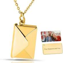 Envelope Shaped Locket Necklace Creative Titanium Steel Snake Bone Chain Necklace Jewelry Gift - Envelope - View 8