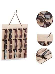 1pc Multi-Purpose Sunglasses/Glasses Holder With Hooks, Wall Hanging Felt Organizer For Hairbands, Hair Ties, Headbands, Necklaces And Earrings, Suitable For Horizontal Placement In Living Room And Other Scenes