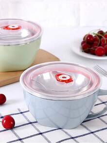 1pc Plastic Stainless Steel Instant Noodle Bowl (Random Color) - Multicolor - View 4