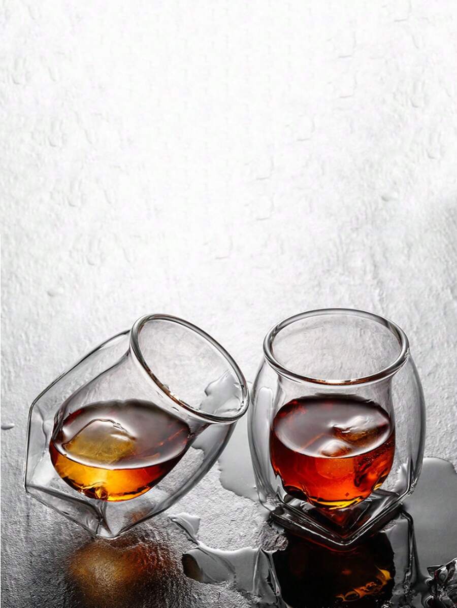 1 件雙層威士忌酒杯,創意歐式玻璃杯,適合家庭酒吧和家庭聚會 - 無色 - 查看 1