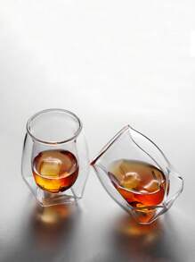 1 件雙層威士忌酒杯,創意歐式玻璃杯,適合家庭酒吧和家庭聚會 - 無色 - 查看 3