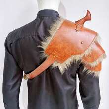 1pc 2pcs/Set Brown Retro Viking Furry Leather Armor Shoulder Pads, Stage Performance Cosplay Accessories - Brown - View 3