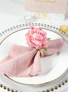 2-200pcs Artificial Rose Napkin Rings, Suitable For Table Decoration, Wedding, Family Dinner, Party, Christmas, Thanksgiving, Birthday - Pink - View 6