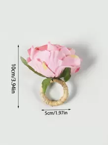 2-200pcs Artificial Rose Napkin Rings, Suitable For Table Decoration, Wedding, Family Dinner, Party, Christmas, Thanksgiving, Birthday - Pink - View 5