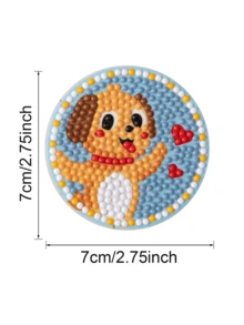 2 件裝鑽石畫汽車杯墊帶可愛狗狗設計 Diy 套件,防滑汽車飲料杯墊 2.72 英寸適合汽車內飾裝飾,送給家人和朋友的節日和生日禮物 - 彩色 - 查看 2