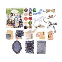 50入組復古風格中空硬卡貼紙,適用於diy手工藝品、剪貼簿,附有底材貼紙、膠片金框、夾子、剪刀、彩帶、紐扣、布樣本、蠟封,在diy裝飾拼貼中應用的基礎材料貼紙 - 彩色 - 查看 10